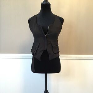 Zara Black Zip-Up Halter Vest